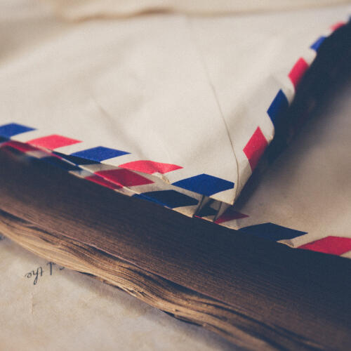 the corner of a letter