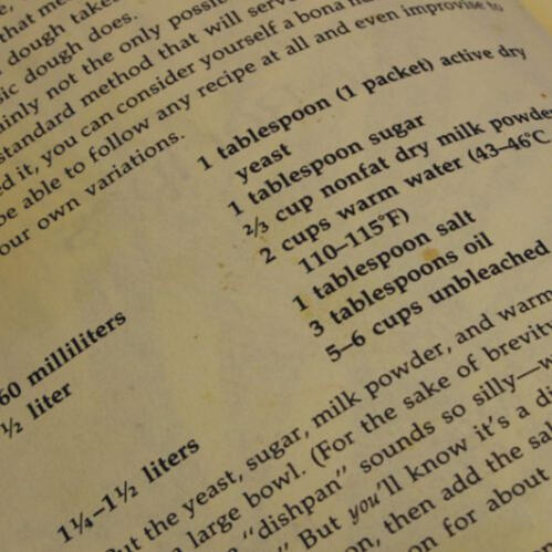 an excerpt from a yellowed cookbook