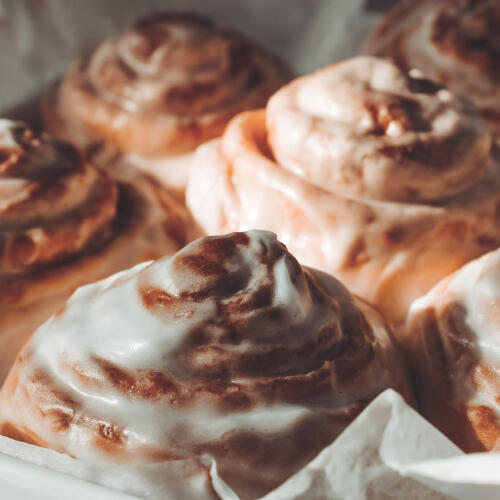 cinnamon rolls lotus flowers in a pond